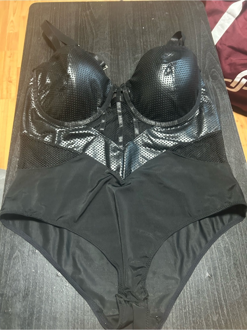 Black Mesh & Shine Bodysuit Chemise